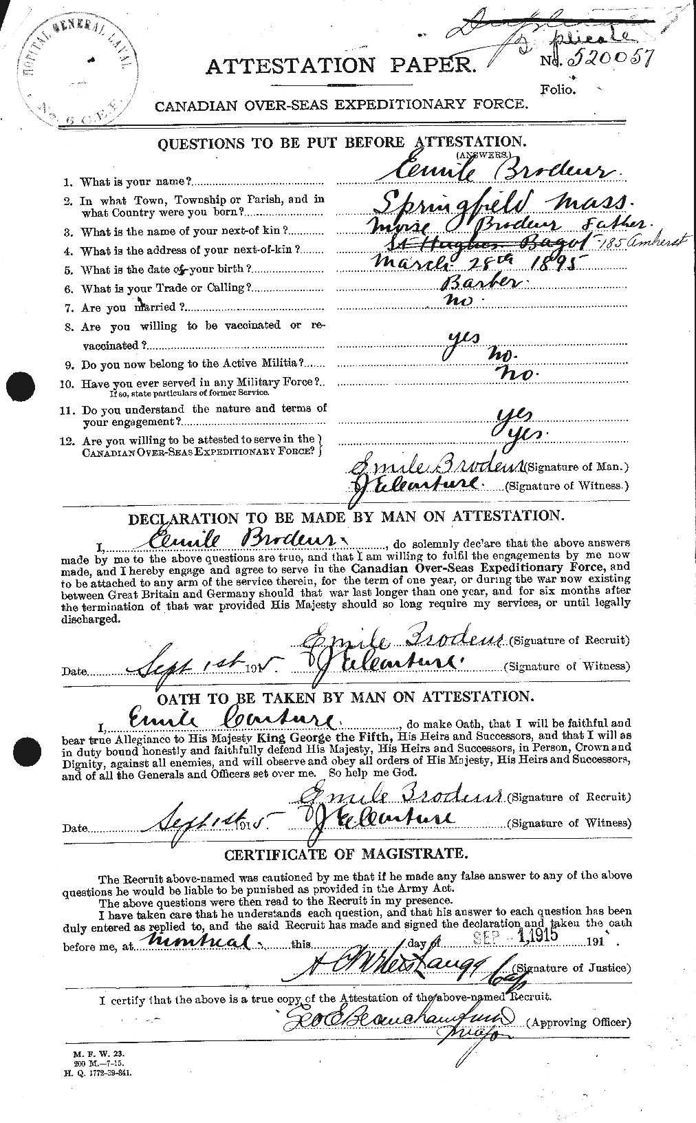 Personnel Records of the First World War - CEF 261017a