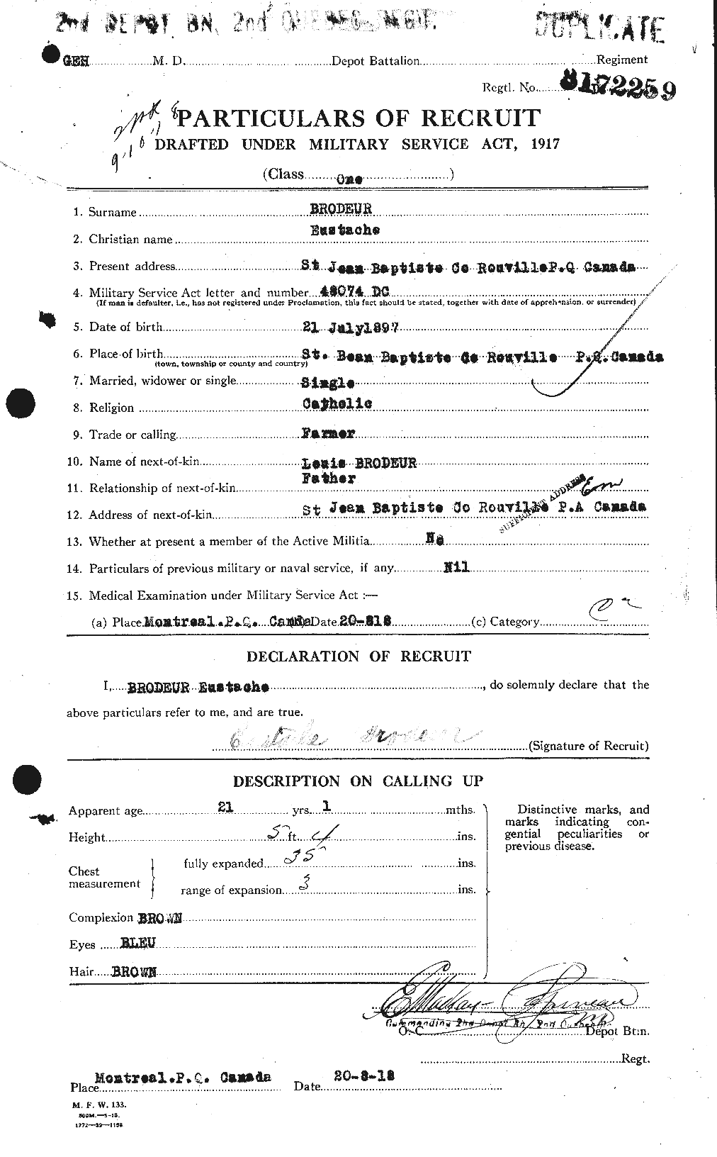 Personnel Records of the First World War - CEF 261022a