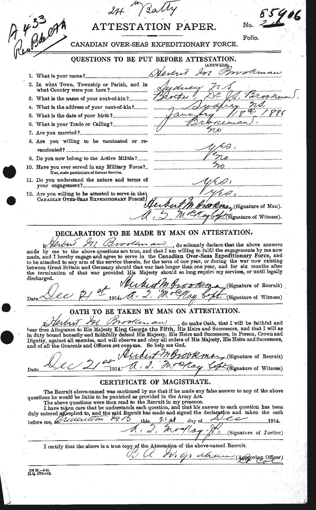 Personnel Records of the First World War - CEF 261448a