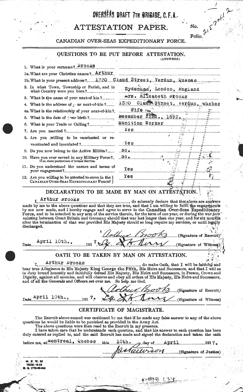 Personnel Records of the First World War - CEF 261488a