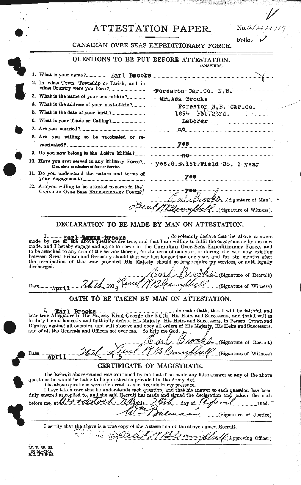 Personnel Records of the First World War - CEF 261559a