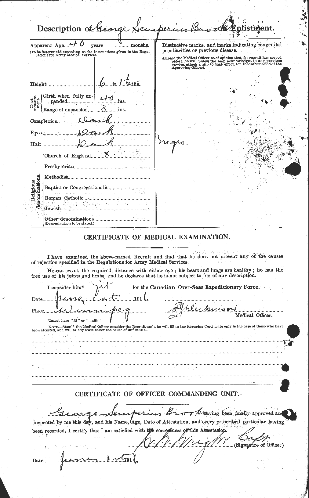Dossiers du Personnel de la Première Guerre mondiale - CEC 261663b