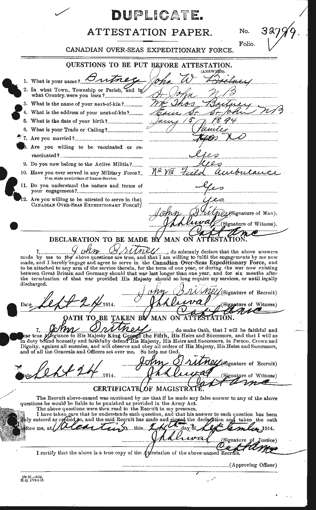 Personnel Records of the First World War - CEF 261816a