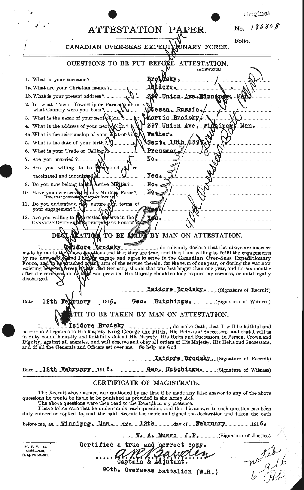 Personnel Records of the First World War - CEF 262037a
