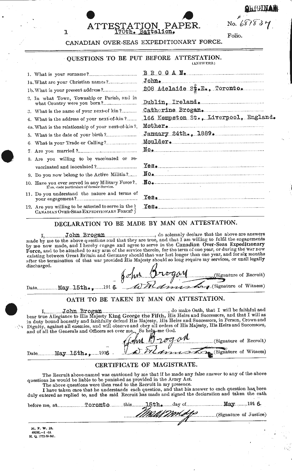 Personnel Records of the First World War - CEF 262059a