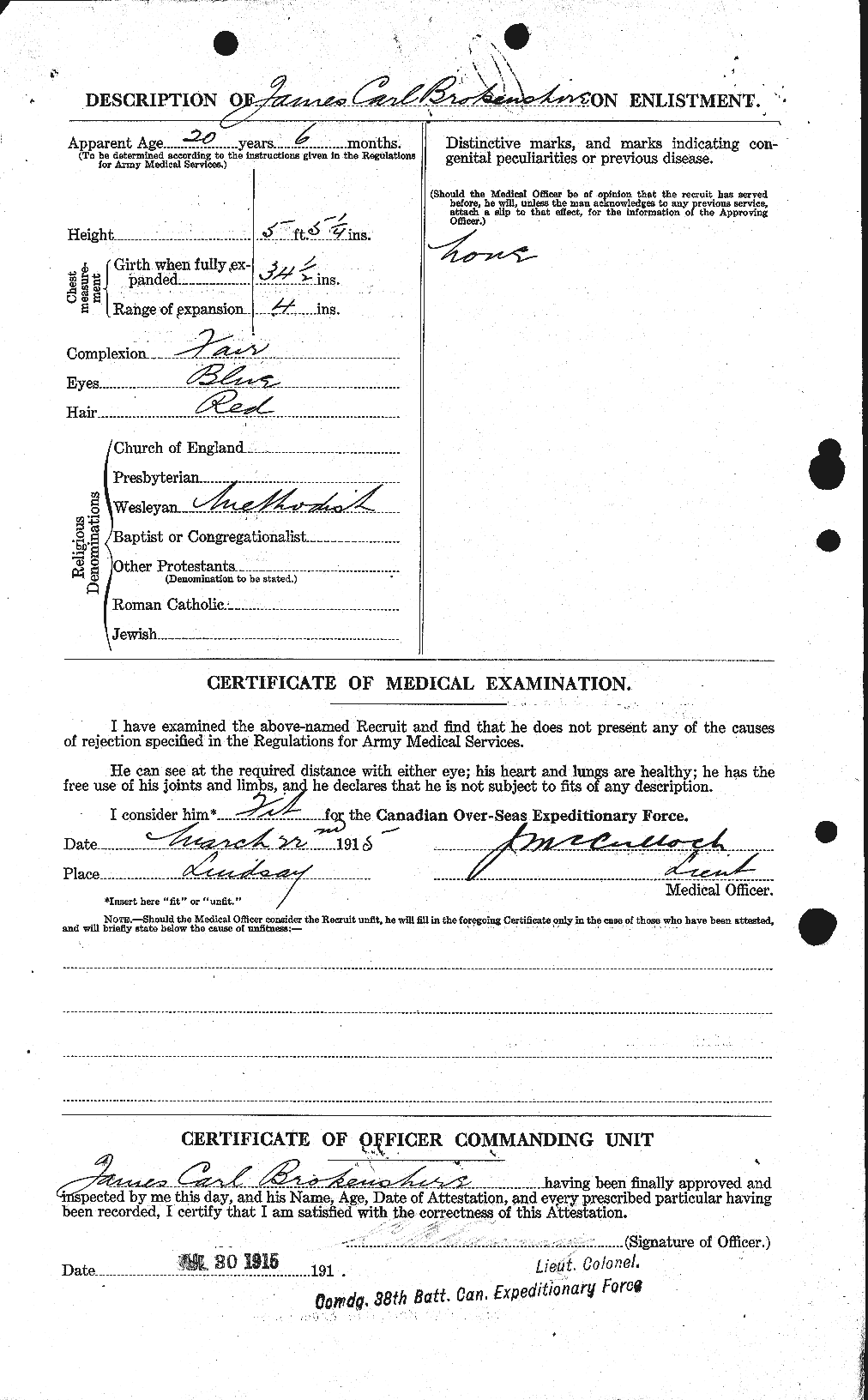 Dossiers du Personnel de la Première Guerre mondiale - CEC 262102b