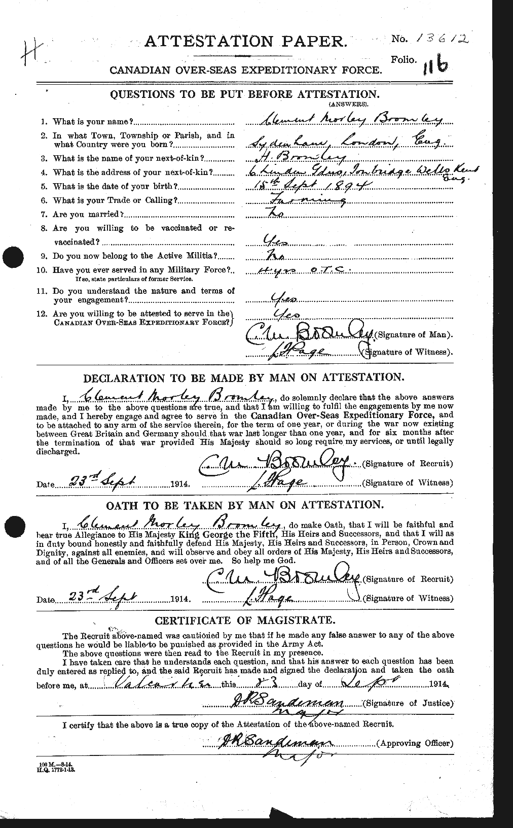 Personnel Records of the First World War - CEF 262156a