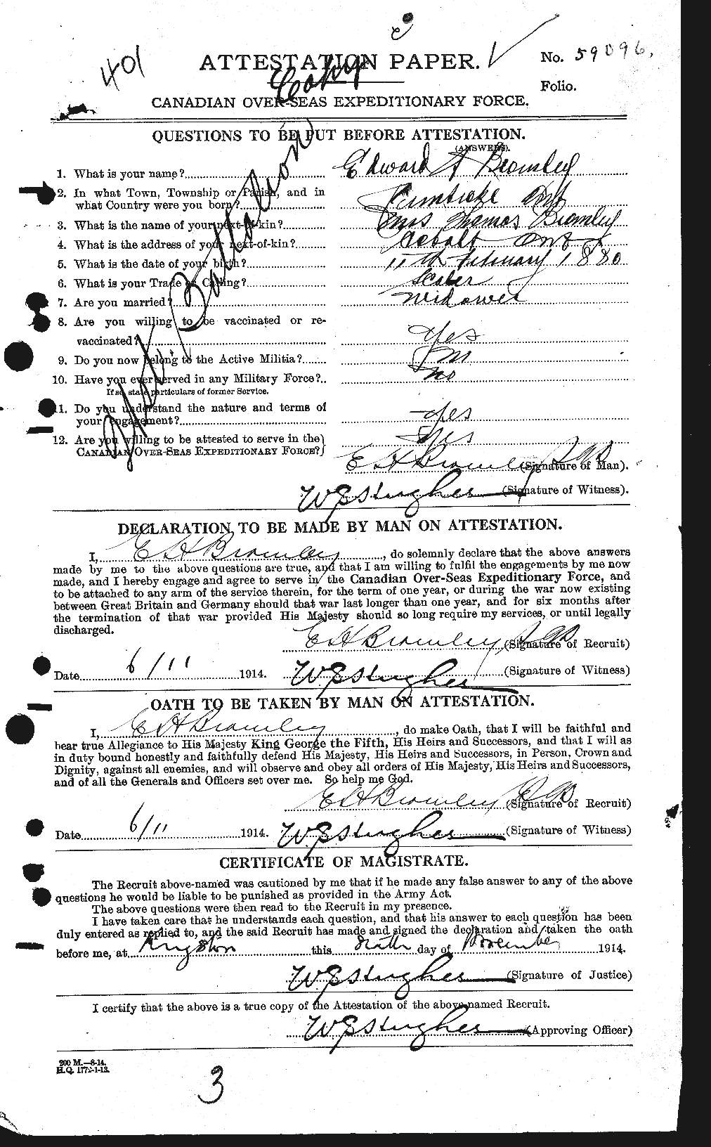 Personnel Records of the First World War - CEF 262159a