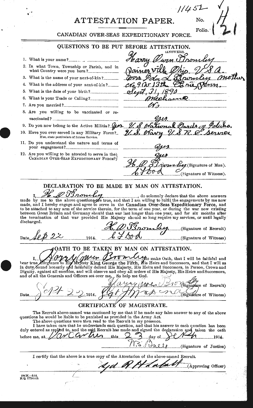 Personnel Records of the First World War - CEF 262173a