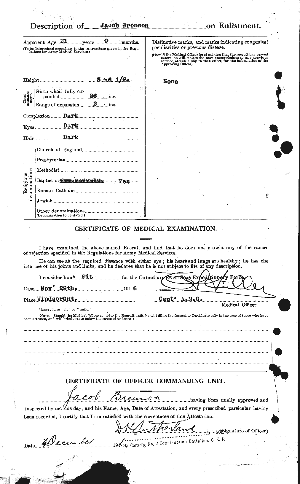 Dossiers du Personnel de la Première Guerre mondiale - CEC 262235b