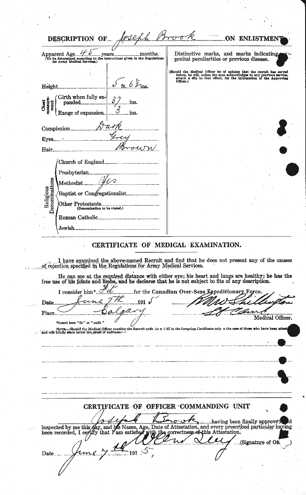 Dossiers du Personnel de la Première Guerre mondiale - CEC 262261b