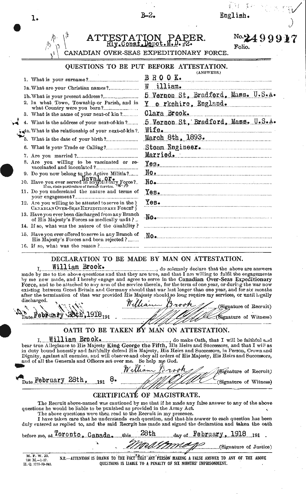 Personnel Records of the First World War - CEF 262268a