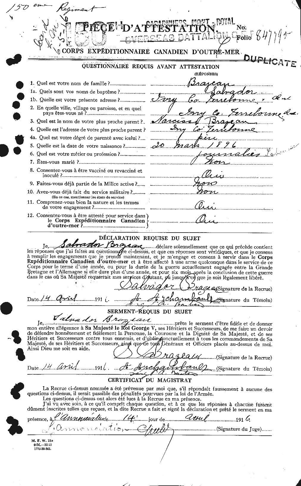 Personnel Records of the First World War - CEF 262448a