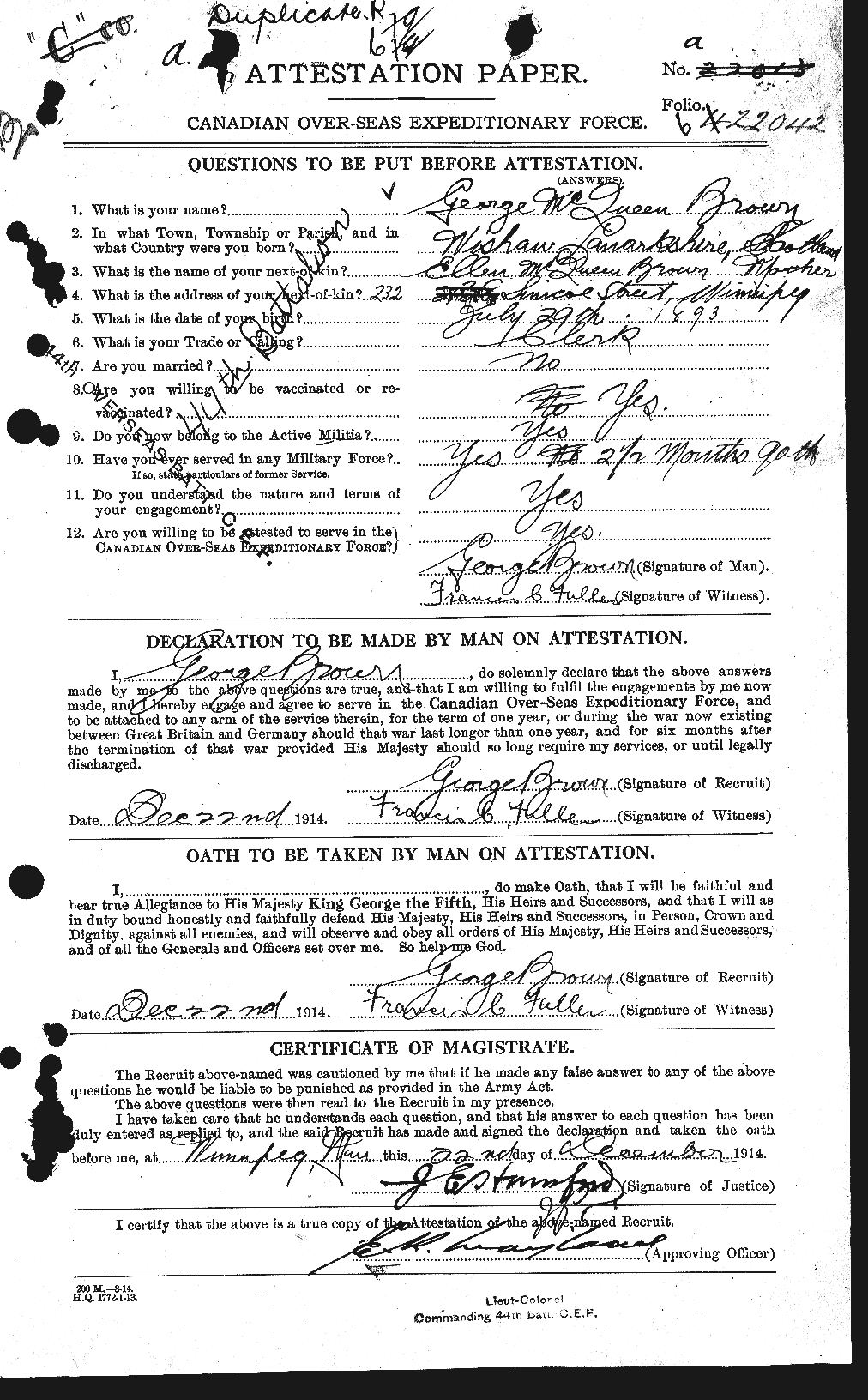 Personnel Records of the First World War - CEF 262558a