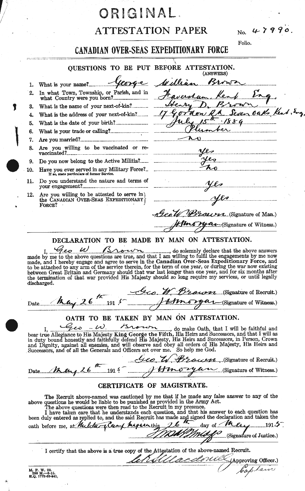 Personnel Records of the First World War - CEF 262593a