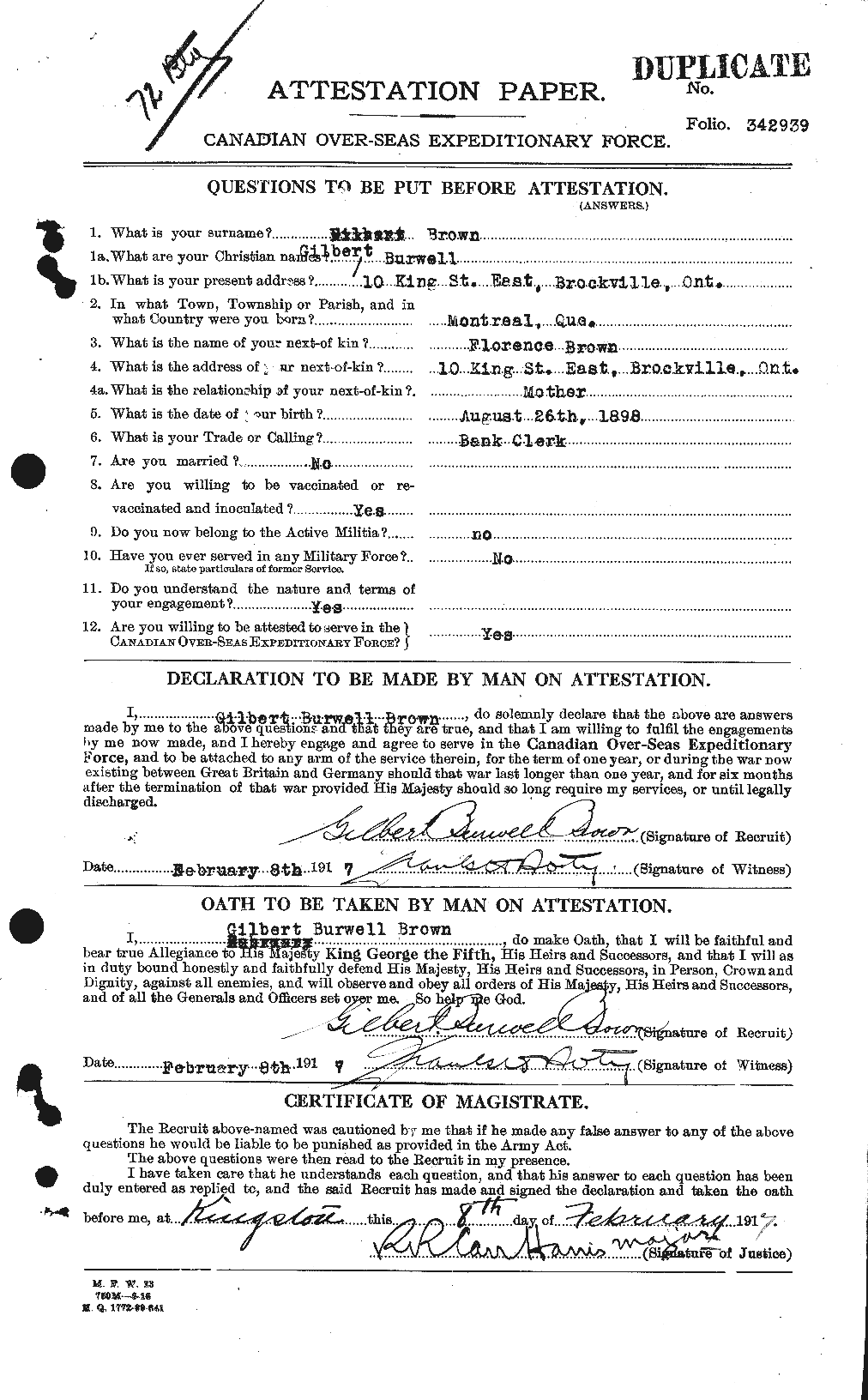 Personnel Records of the First World War - CEF 262612a