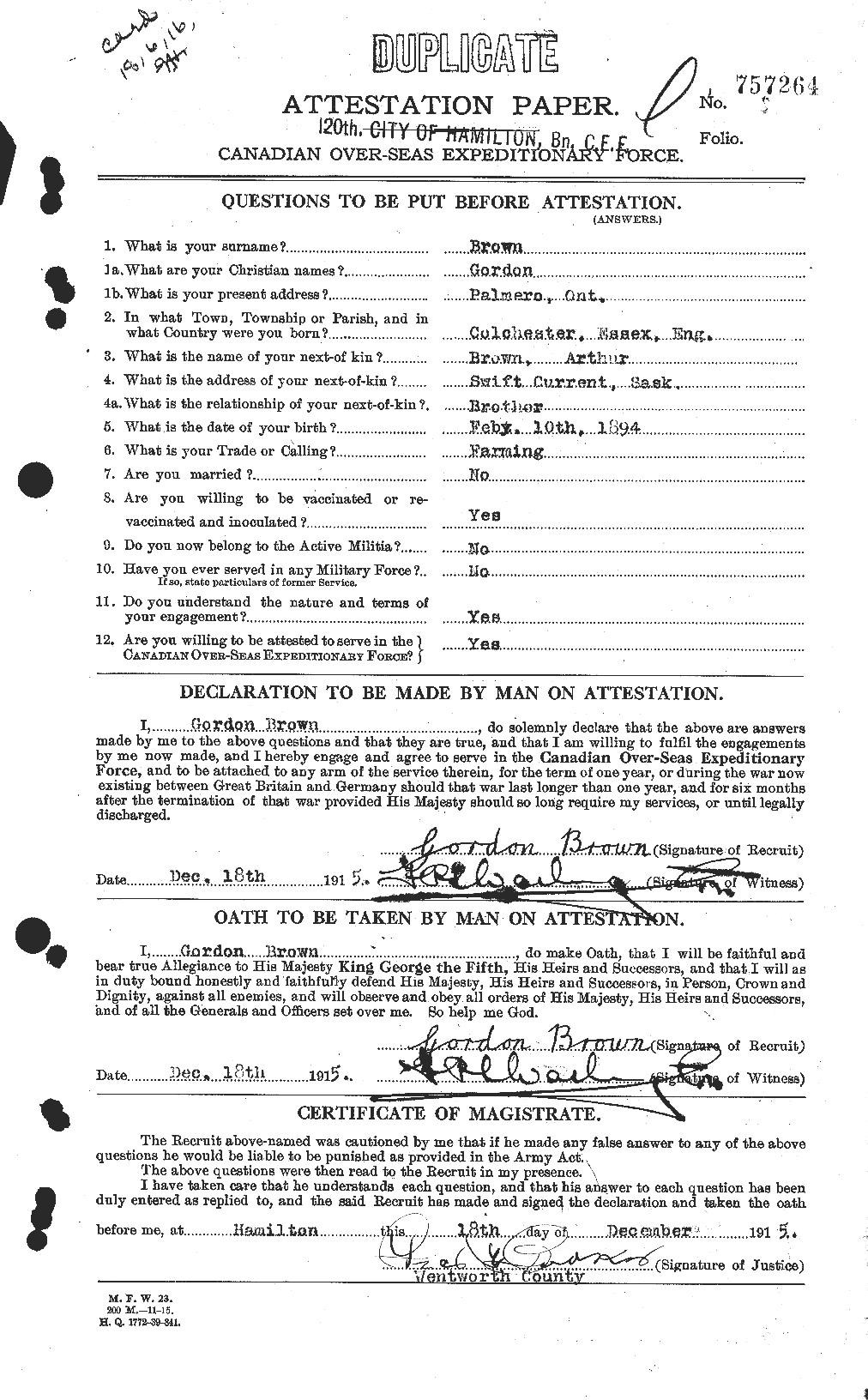 Personnel Records of the First World War - CEF 262621a