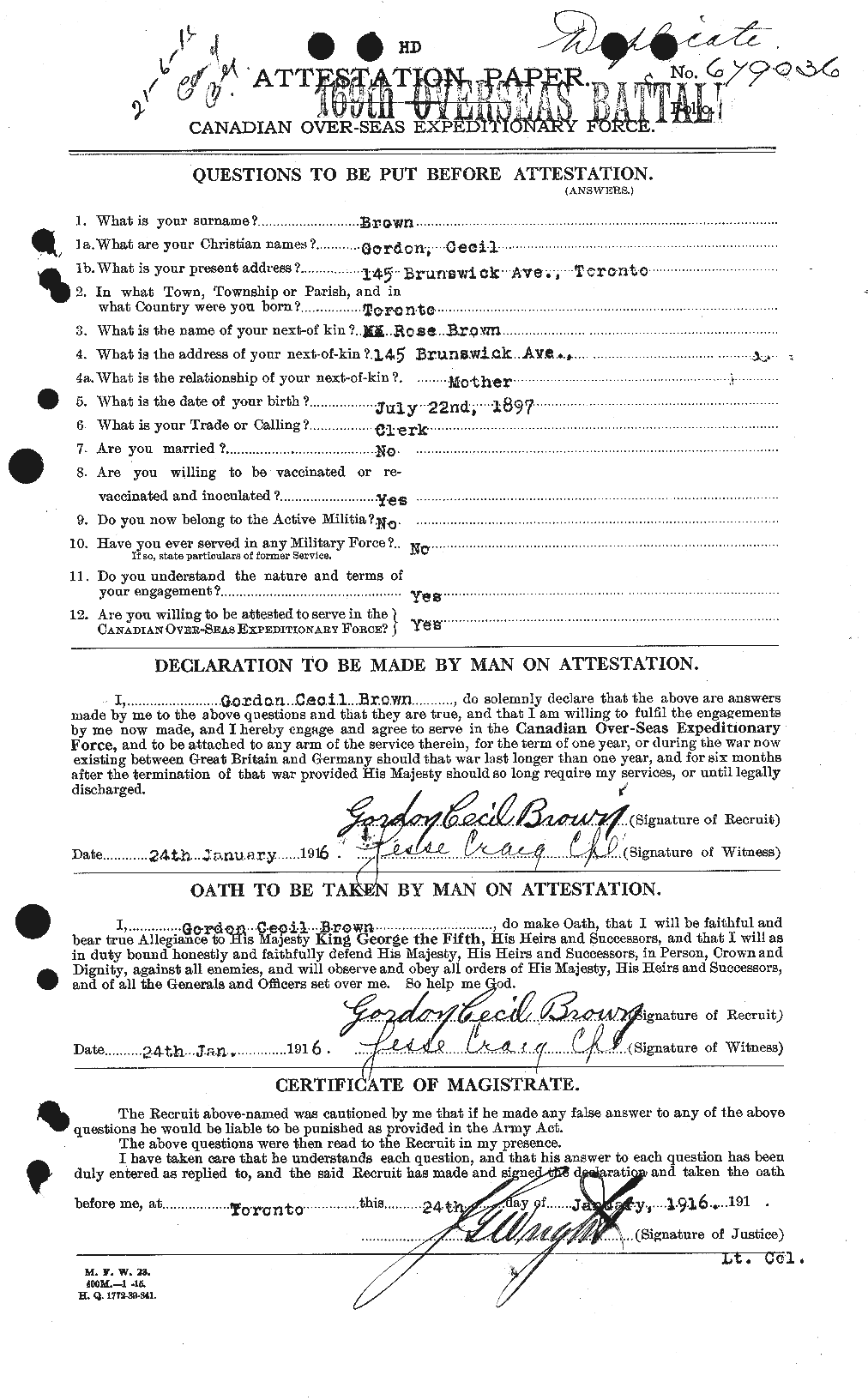 Personnel Records of the First World War - CEF 262628a