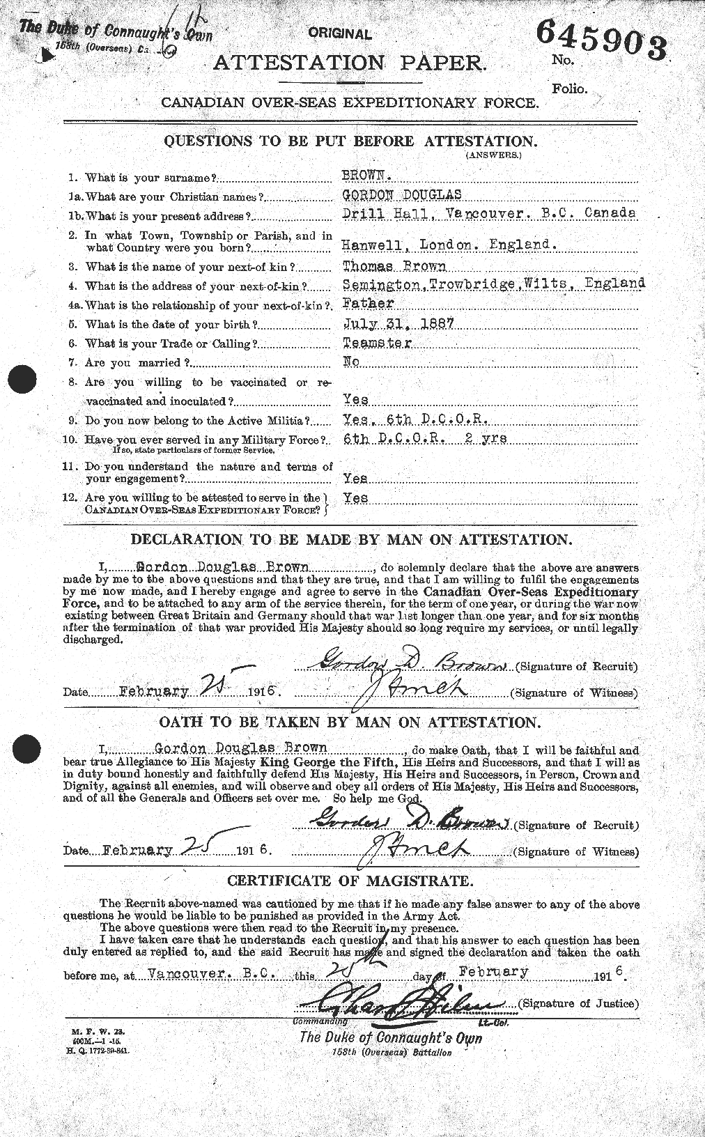 Personnel Records of the First World War - CEF 262632a