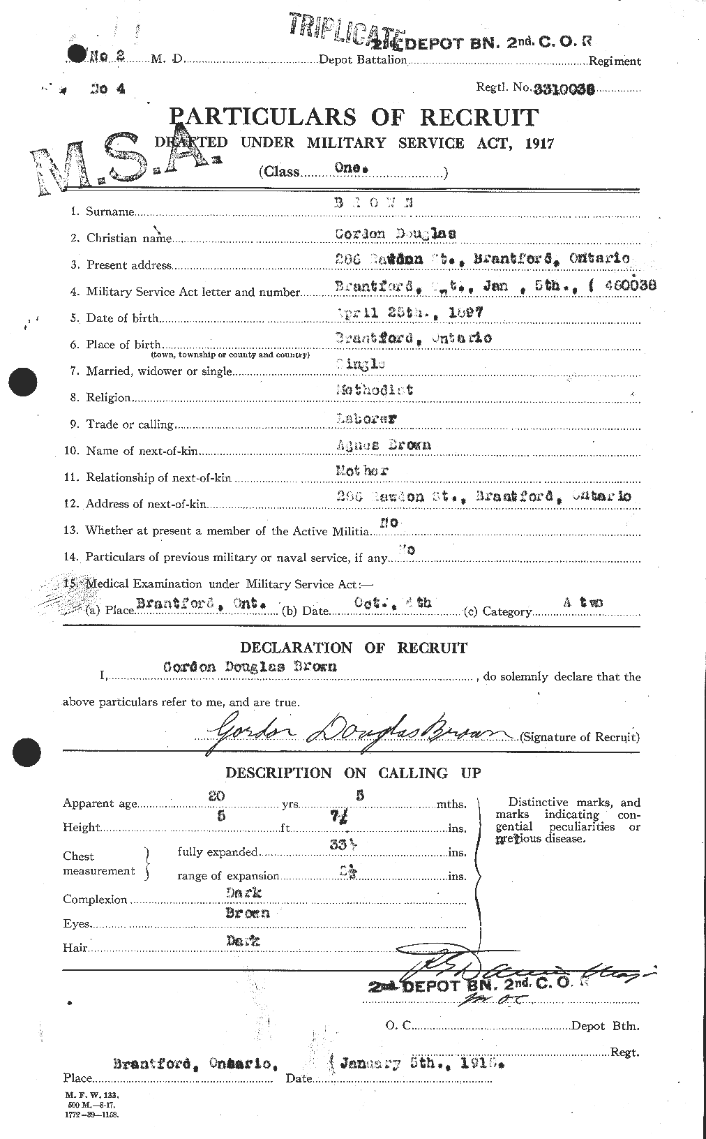 Personnel Records of the First World War - CEF 262633a