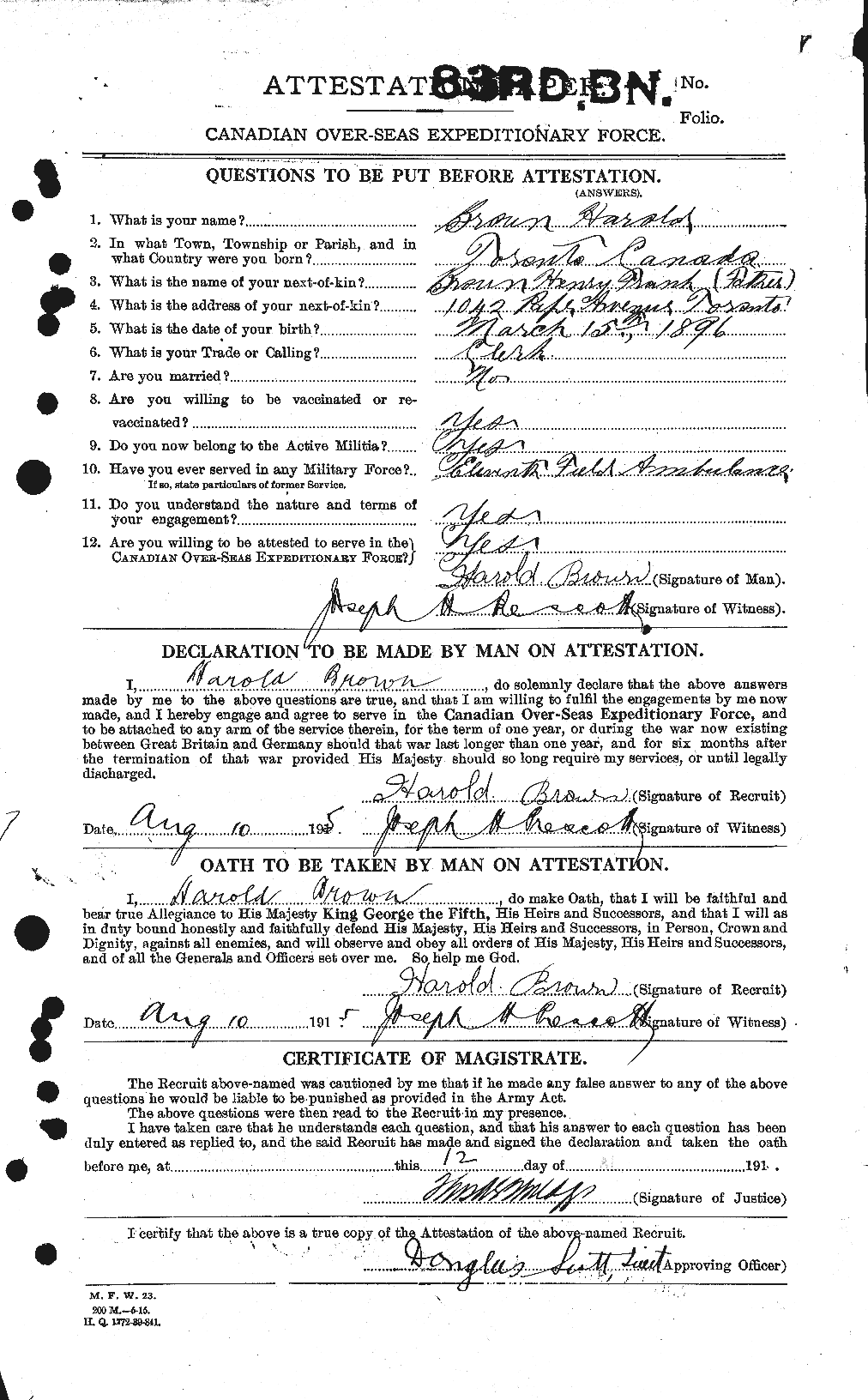 Personnel Records of the First World War - CEF 262668a