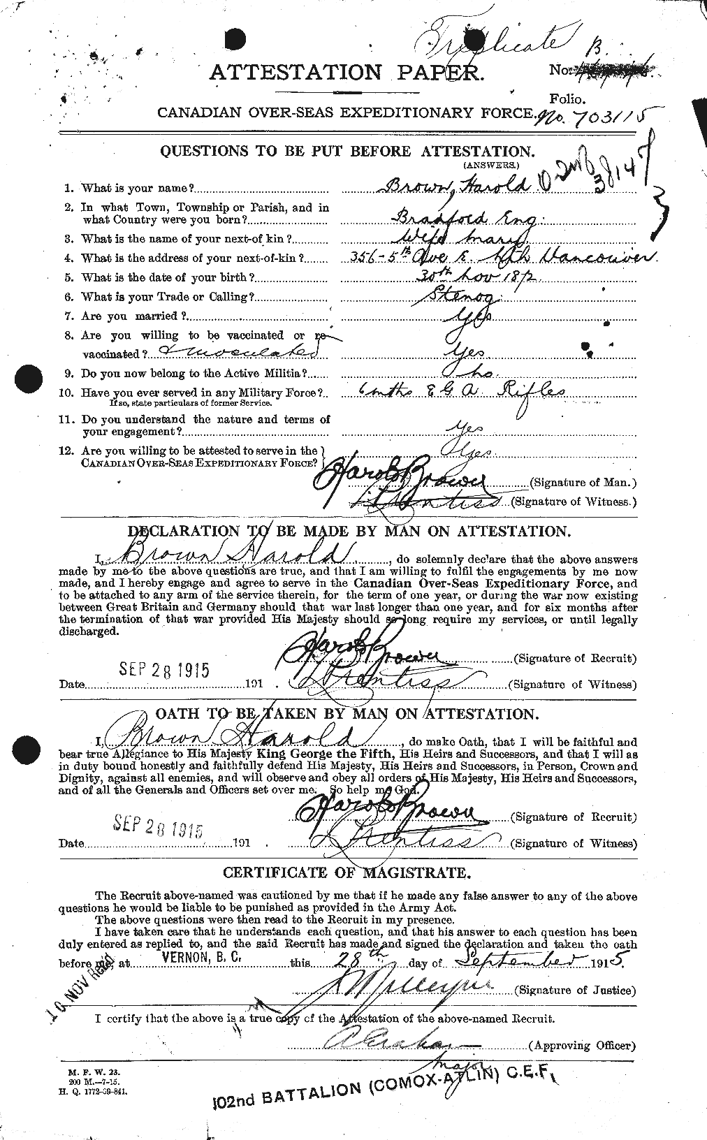 Personnel Records of the First World War - CEF 262669a