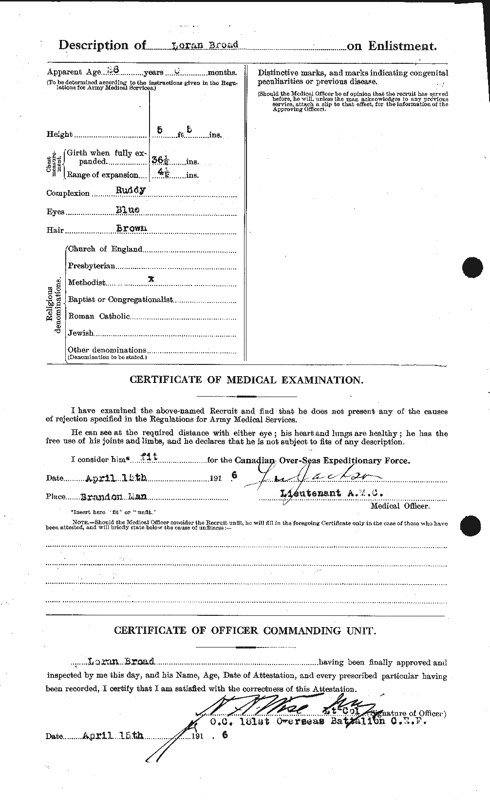 Dossiers du Personnel de la Première Guerre mondiale - CEC 262914b