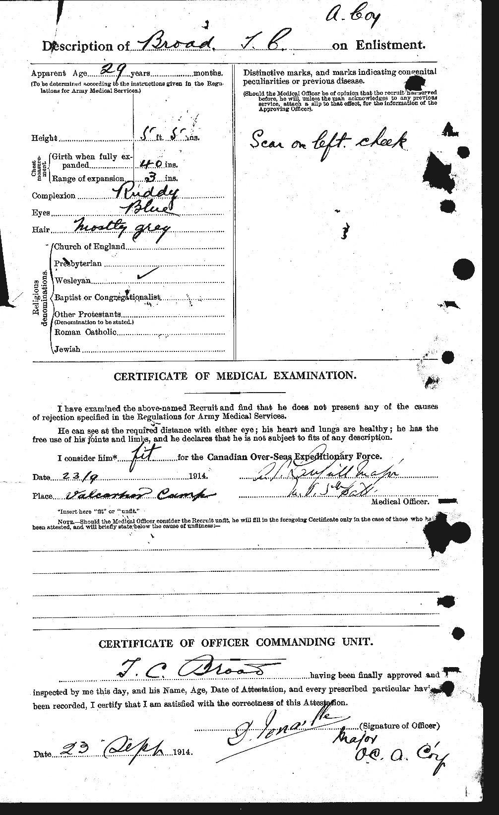 Dossiers du Personnel de la Première Guerre mondiale - CEC 262924b