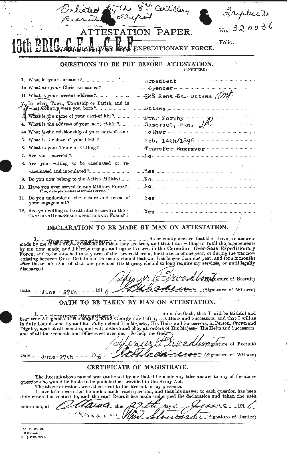 Personnel Records of the First World War - CEF 262975a