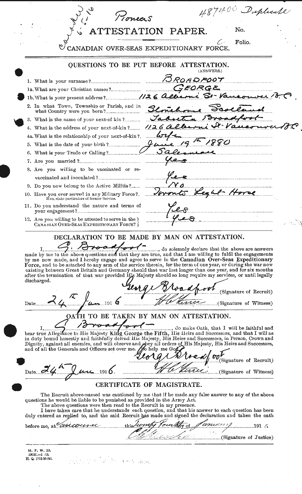 Personnel Records of the First World War - CEF 263000a