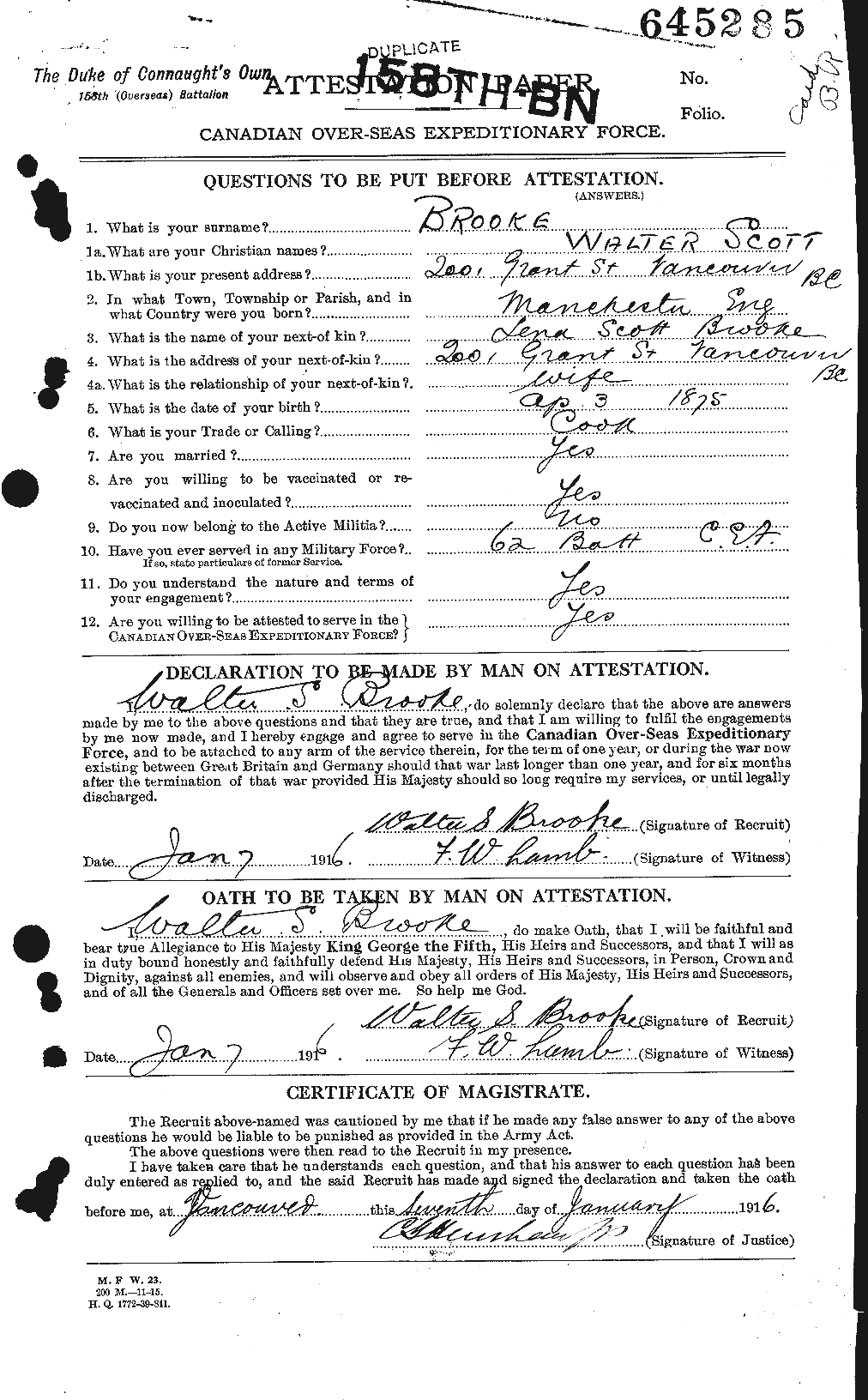 Personnel Records of the First World War - CEF 263008a