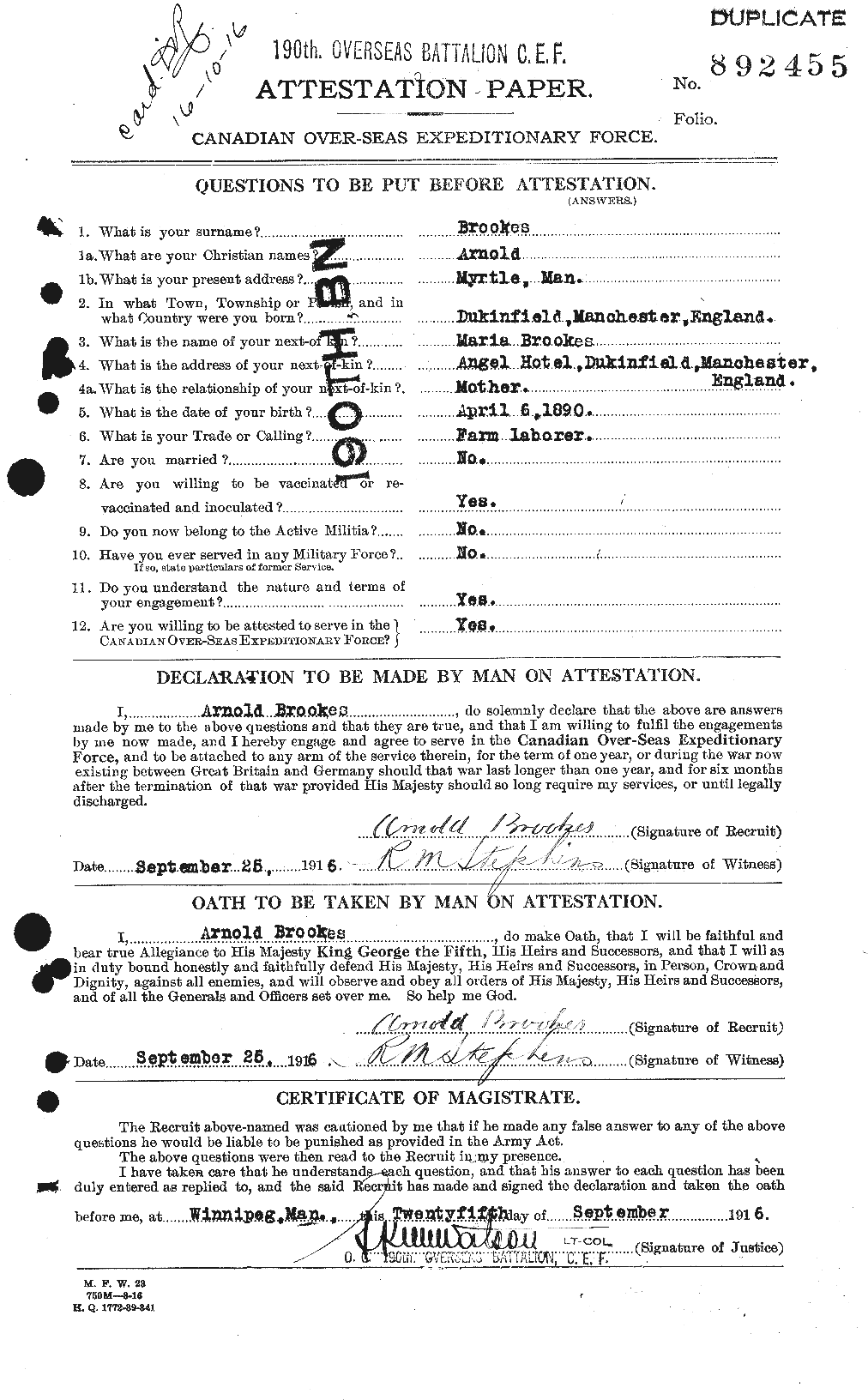 Personnel Records of the First World War - CEF 263066a