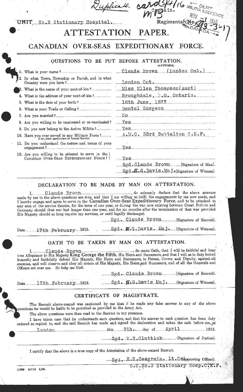 Personnel Records of the First World War - CEF 263147a
