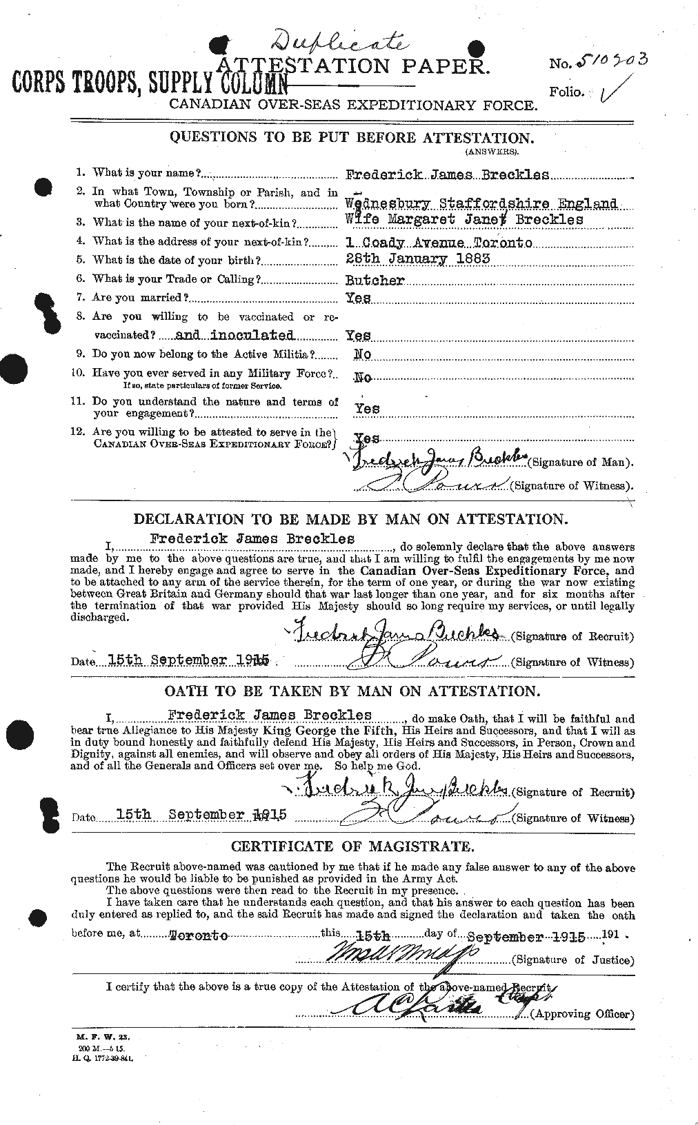 Personnel Records of the First World War - CEF 263434a