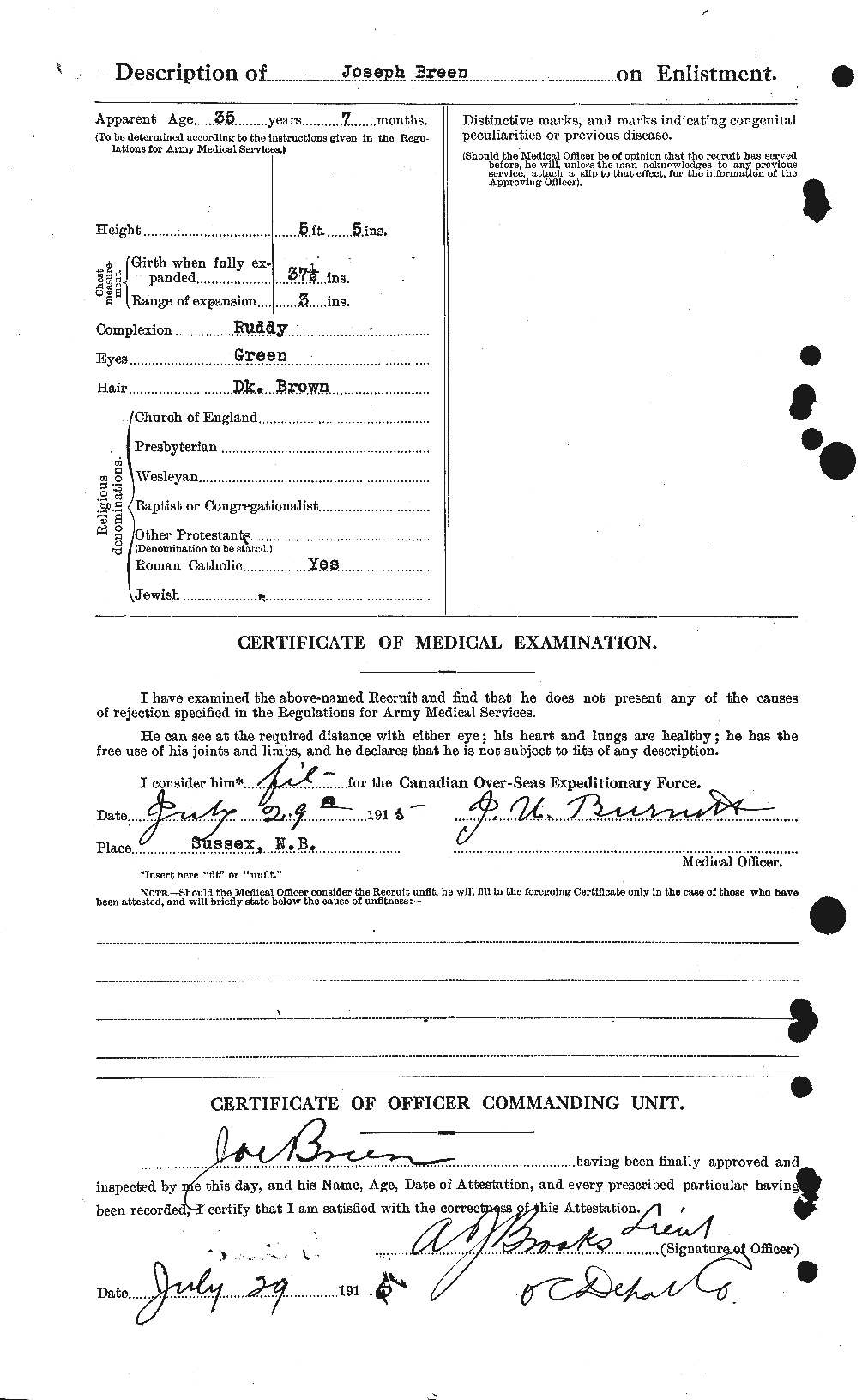 Dossiers du Personnel de la Première Guerre mondiale - CEC 263541b