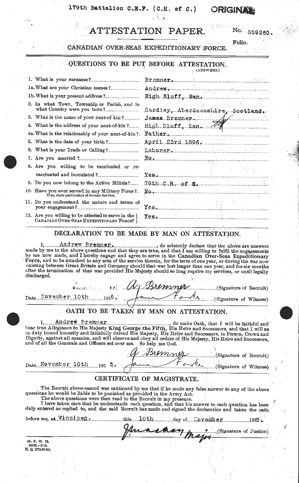 Personnel Records of the First World War - CEF 263664a