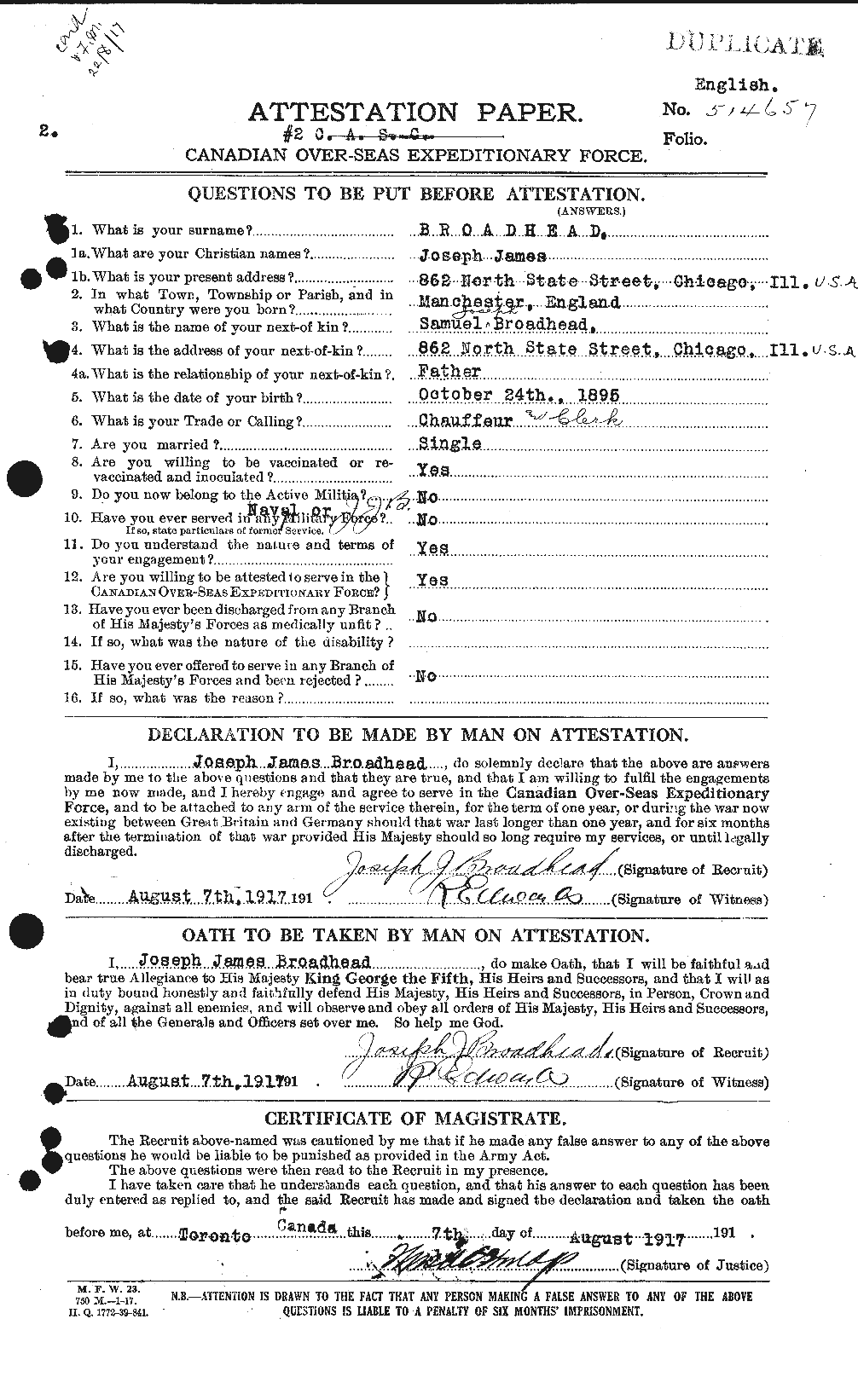 Personnel Records of the First World War - CEF 263773a