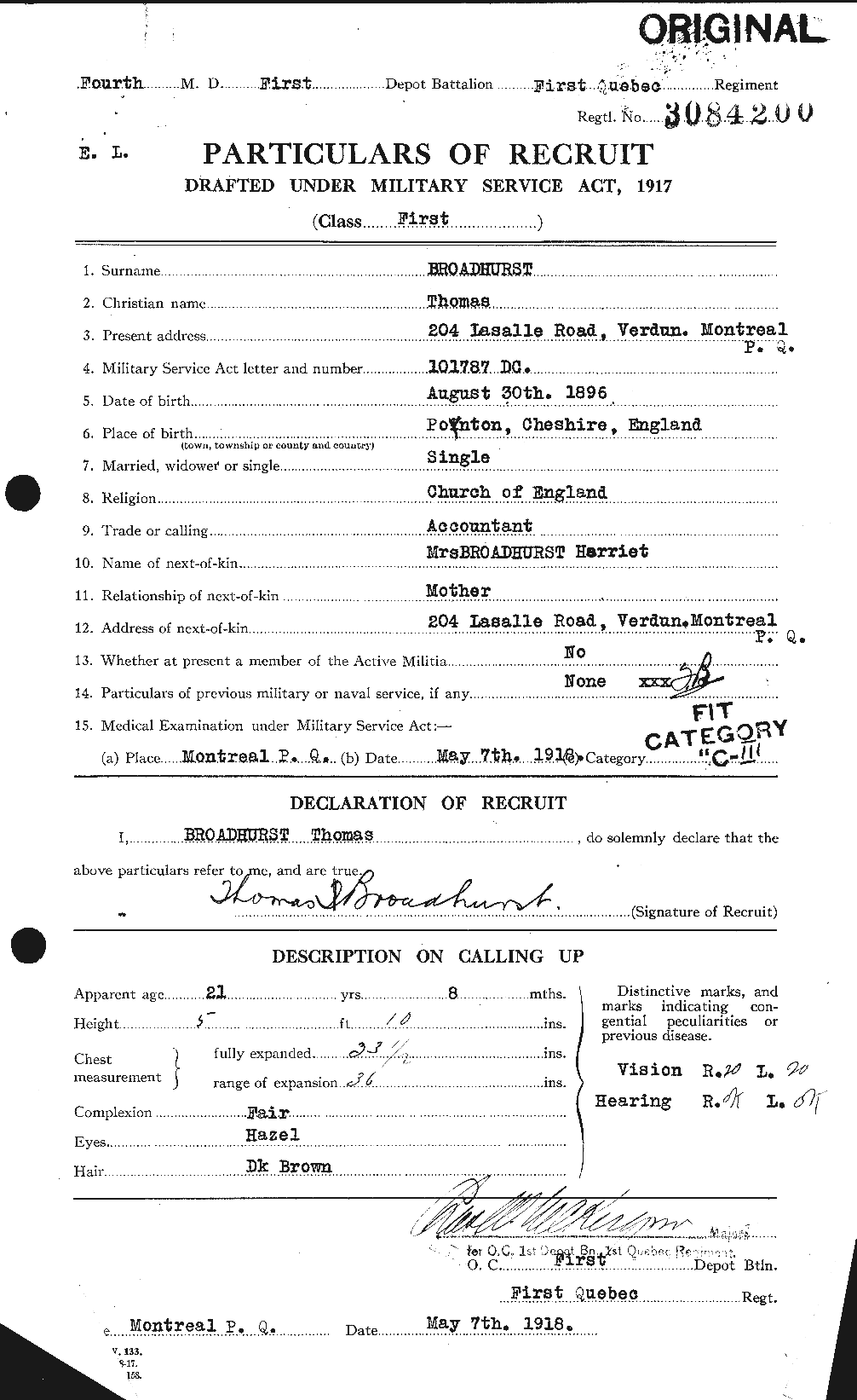 Personnel Records of the First World War - CEF 263802a