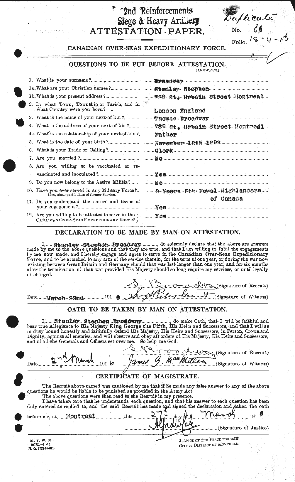 Personnel Records of the First World War - CEF 263827a