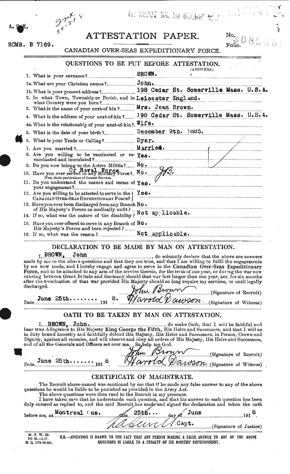 Personnel Records of the First World War - CEF 263877a