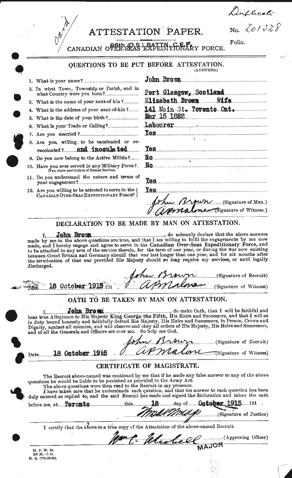 Personnel Records of the First World War - CEF 263885a
