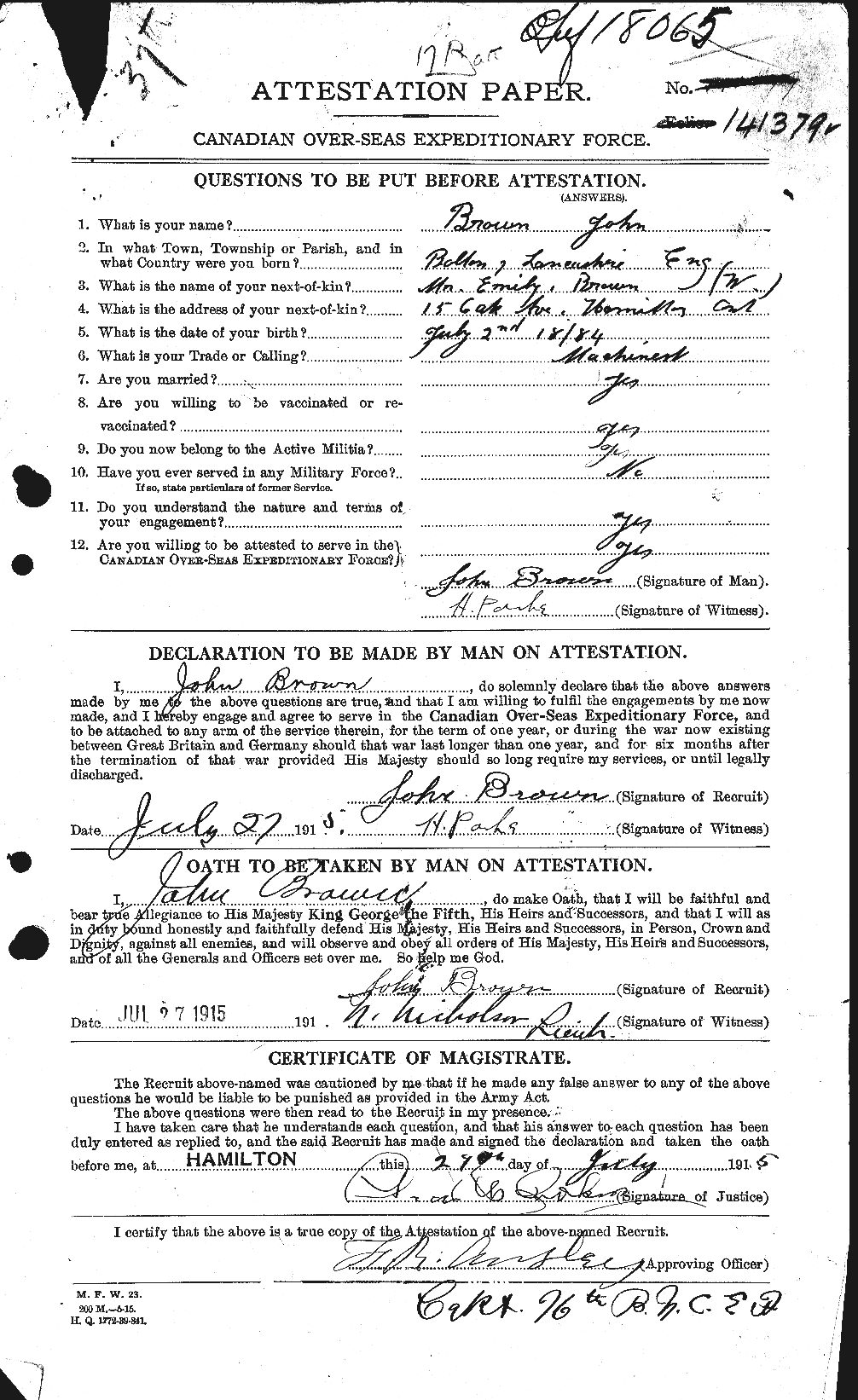 Personnel Records of the First World War - CEF 263887a