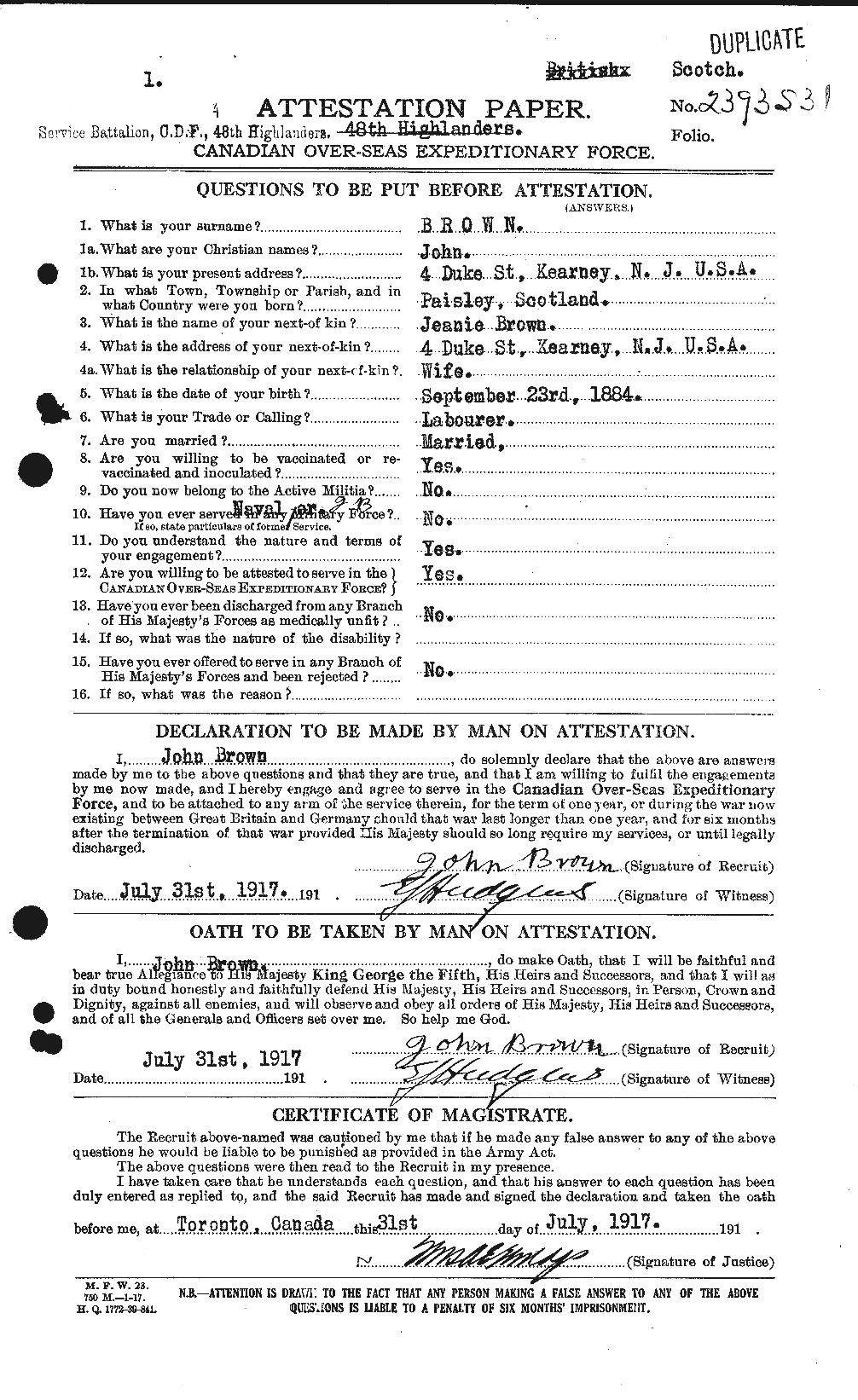 Personnel Records of the First World War - CEF 263891a