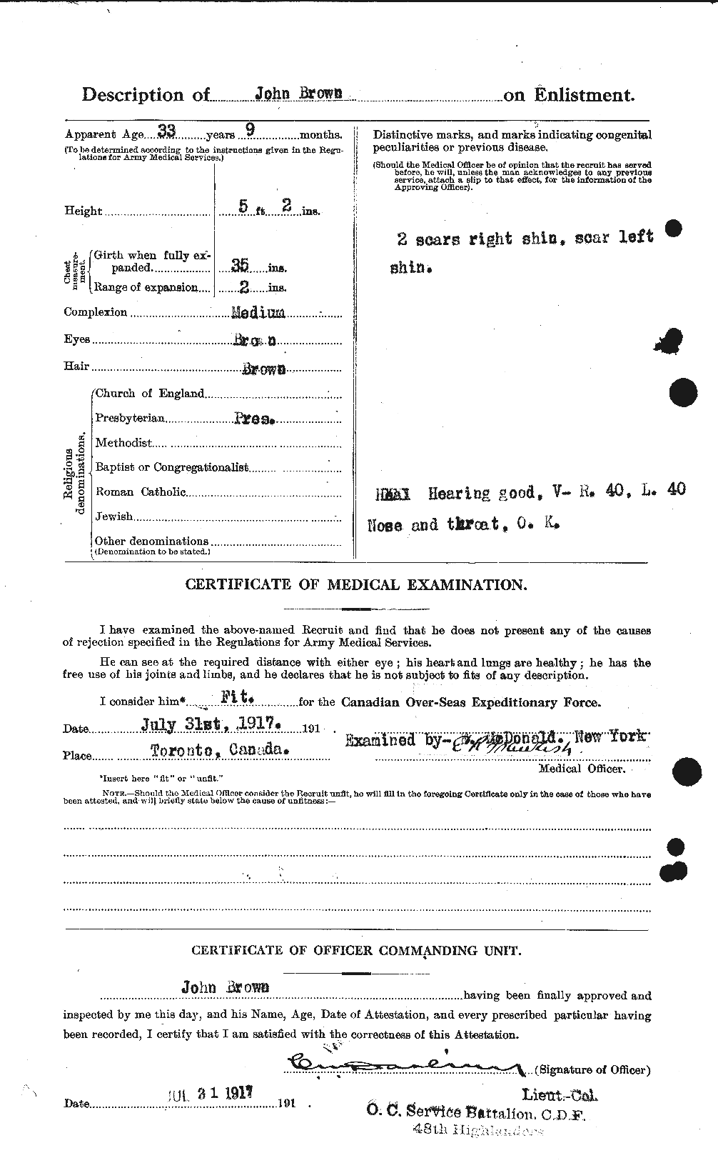 Personnel Records of the First World War - CEF 263891b