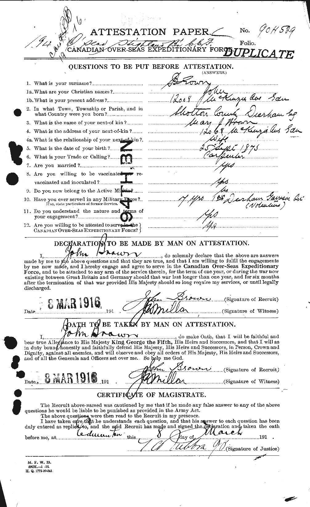 Personnel Records of the First World War - CEF 263898a