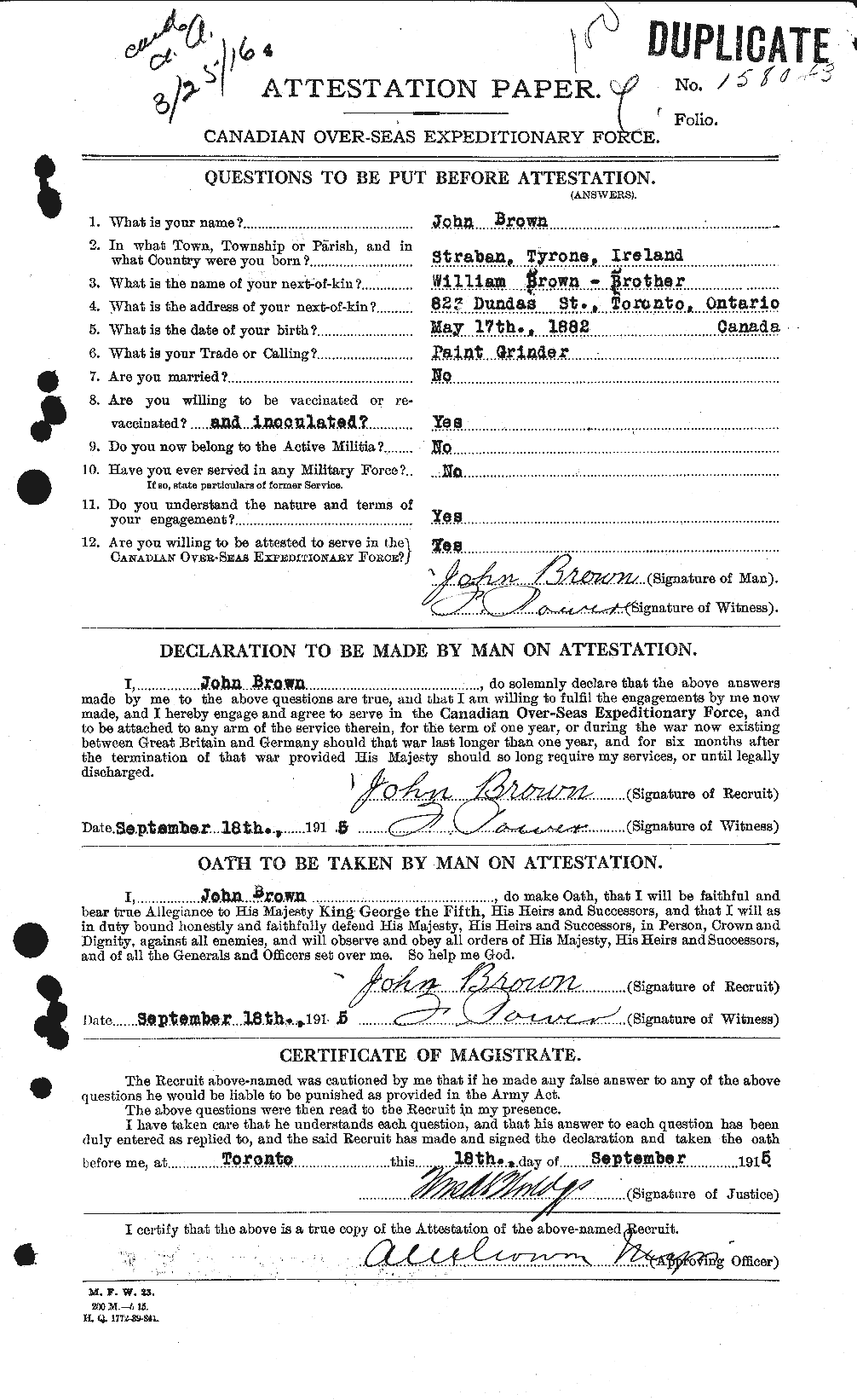 Personnel Records of the First World War - CEF 263901a