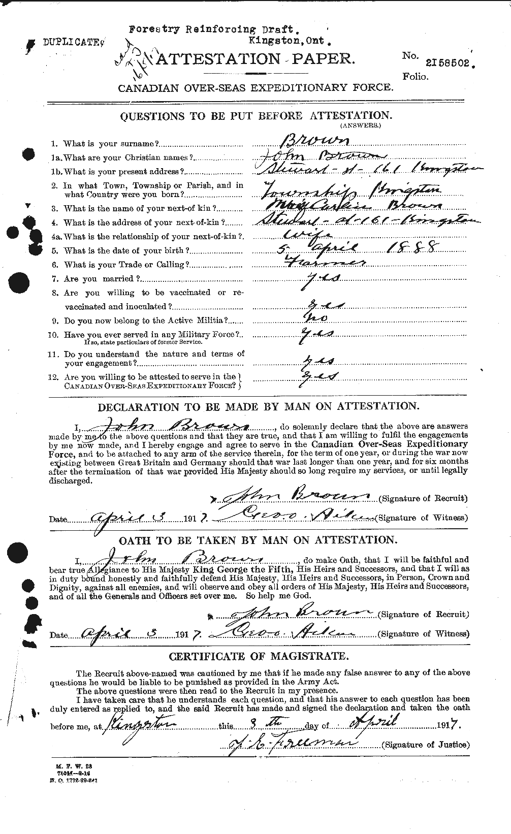 Personnel Records of the First World War - CEF 263903a
