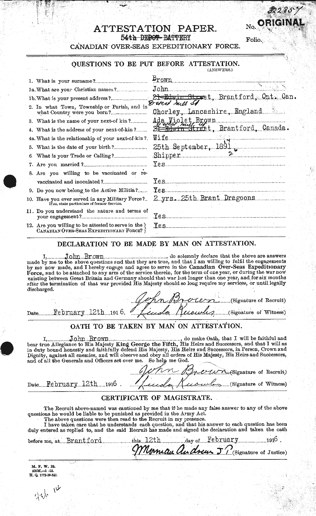 Personnel Records of the First World War - CEF 263904a