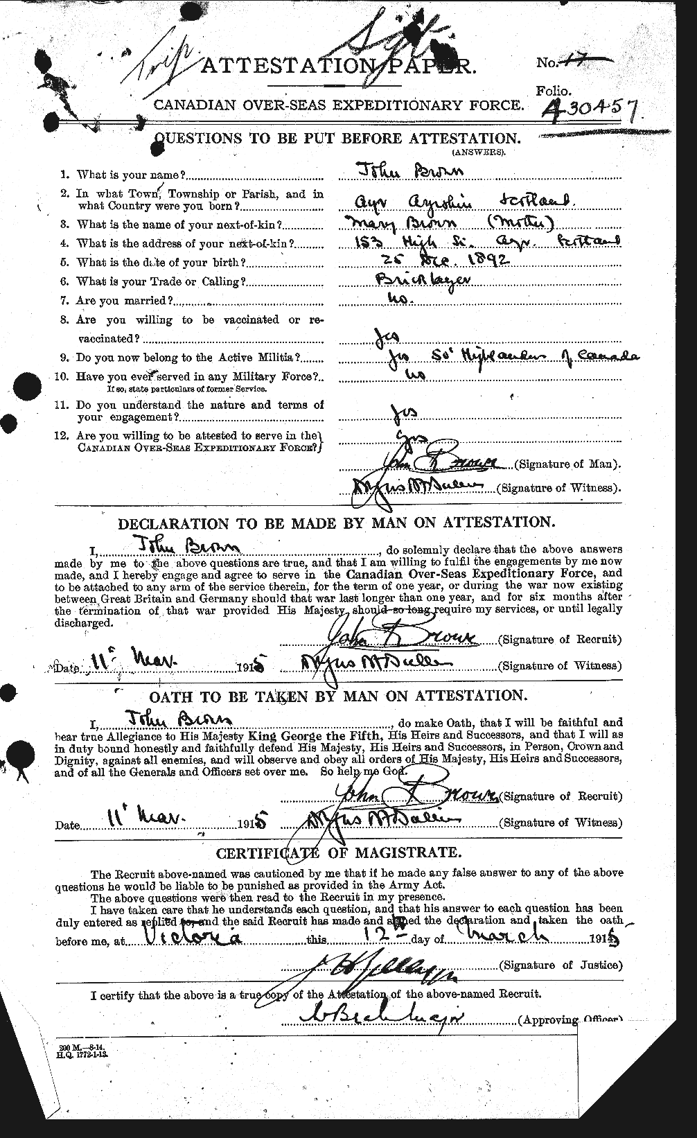 Personnel Records of the First World War - CEF 263917a