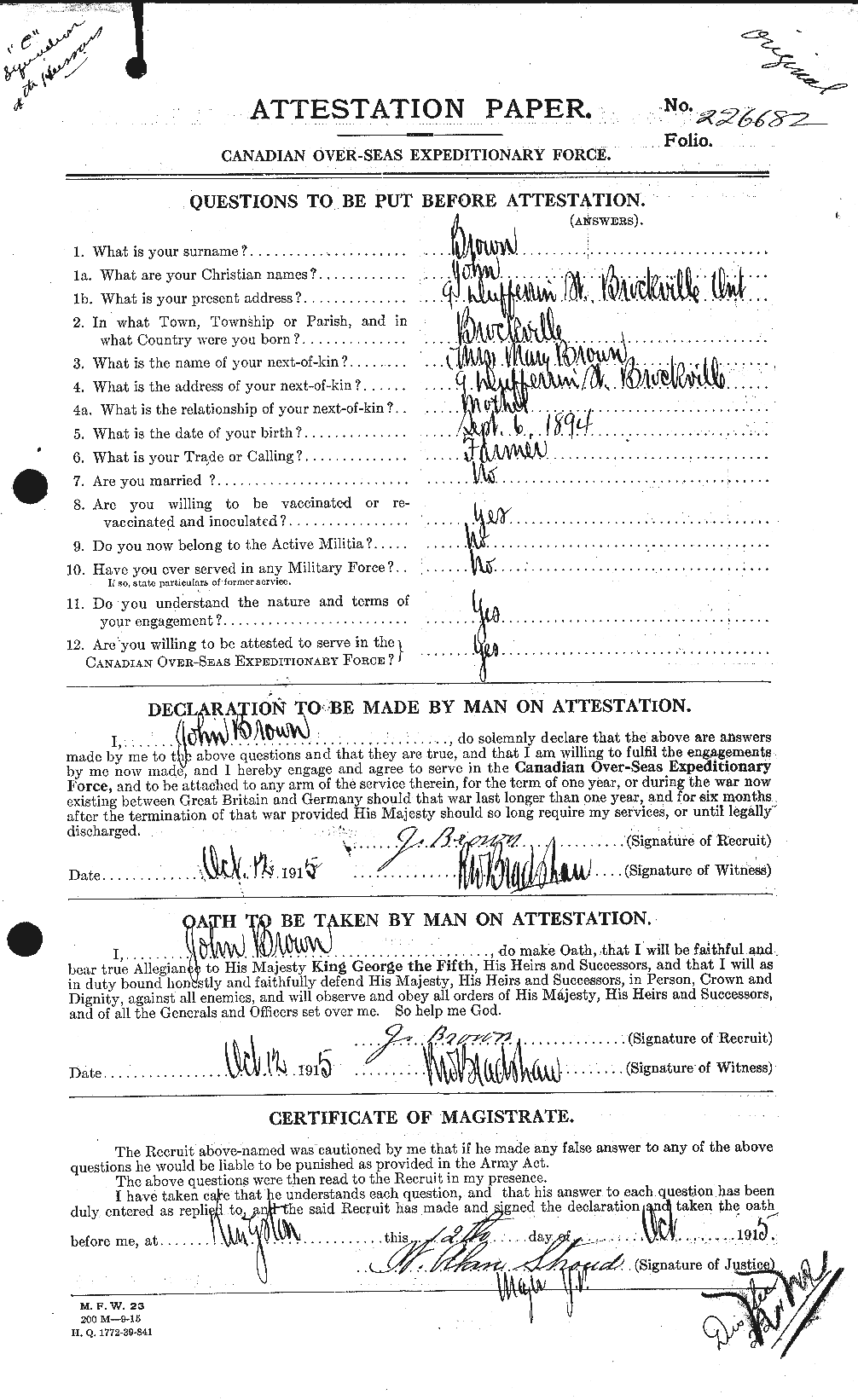 Personnel Records of the First World War - CEF 263918a